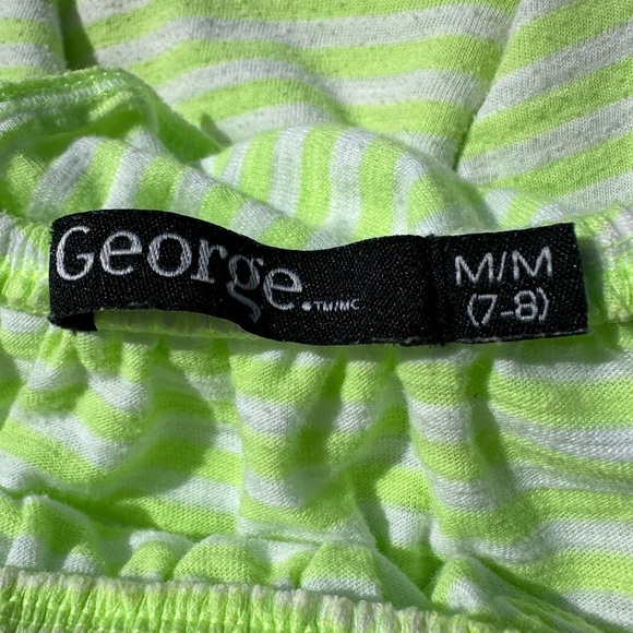 George Girls Green  Striped Cotton Summer Dress Size 7-8 - Picture 7 of 7